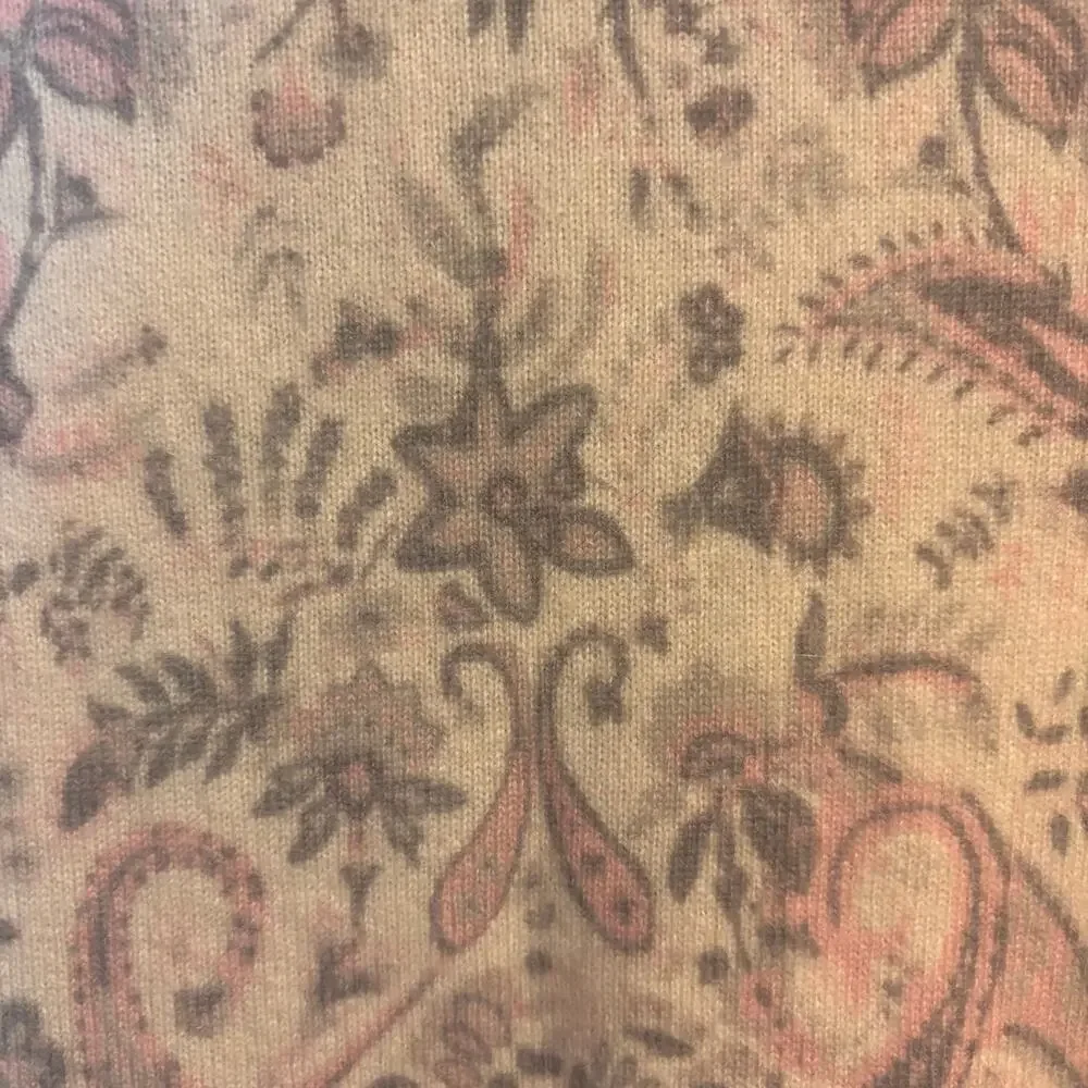 Charter Club 2 Ply Cashmere Pink/Gray Paisley Women's V Neck Sweater Sz Medium - Picture 6 of 7